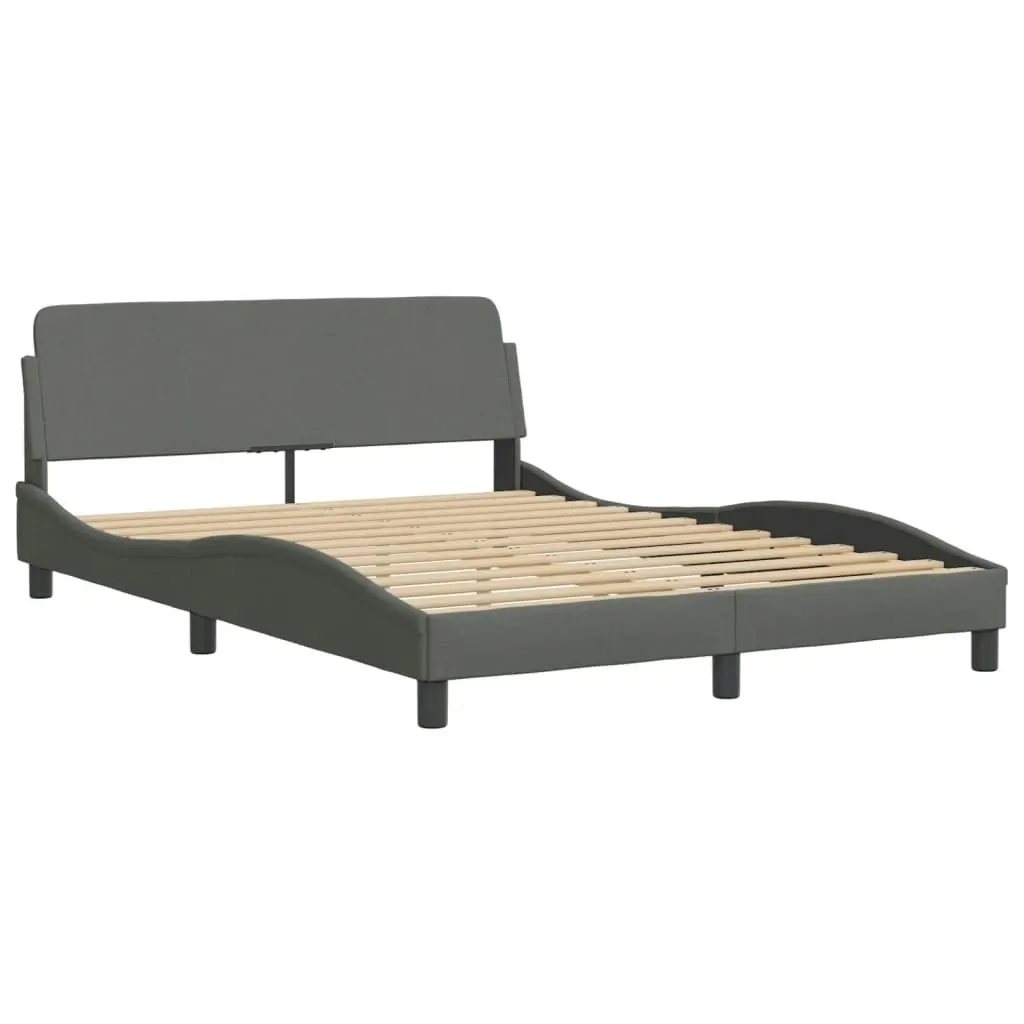 Bed Frame with Headboard Dark Grey 137x190 cm Fabric 373280