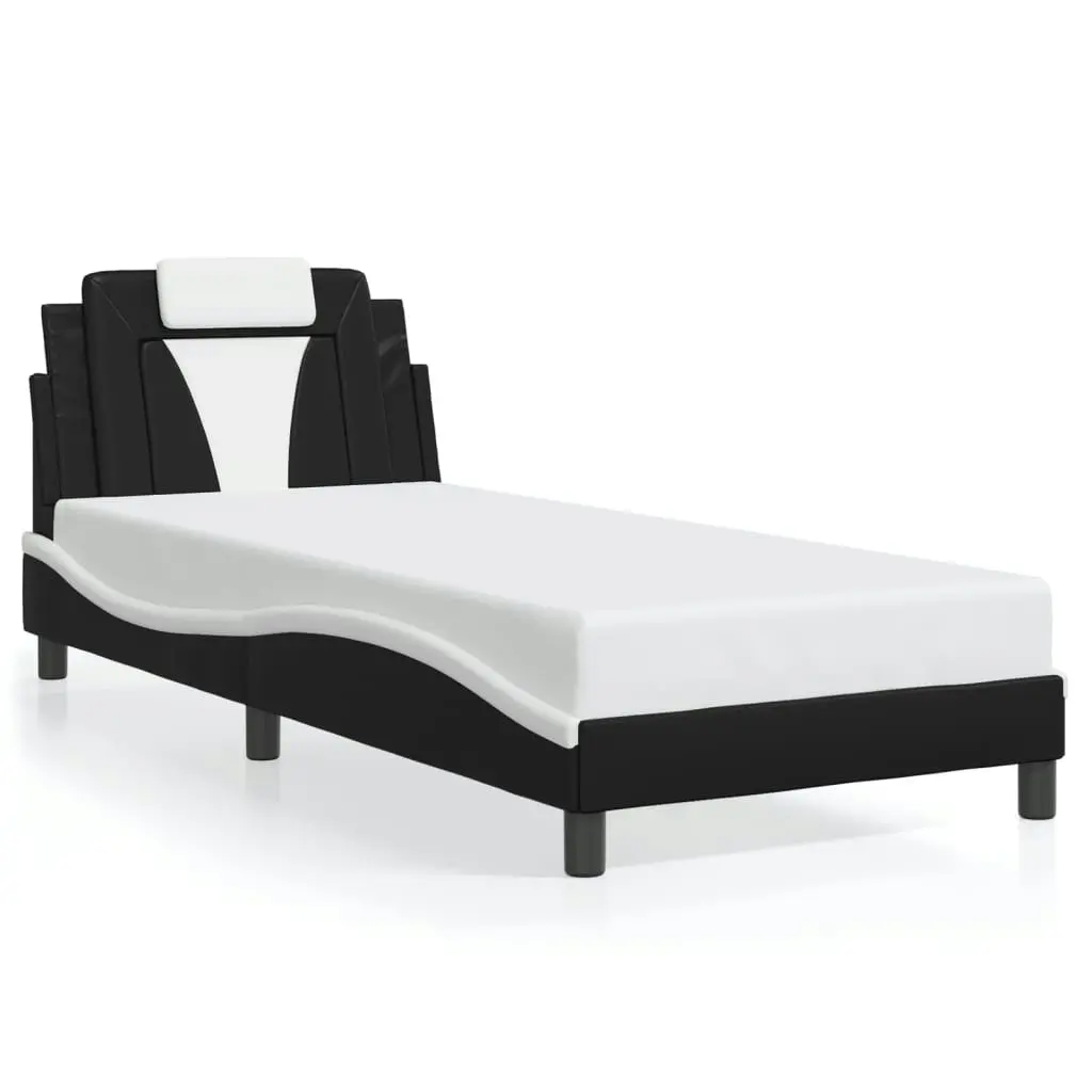 Bed Frame with Headboard Black and White 90x190 cm Faux Leather 3208265