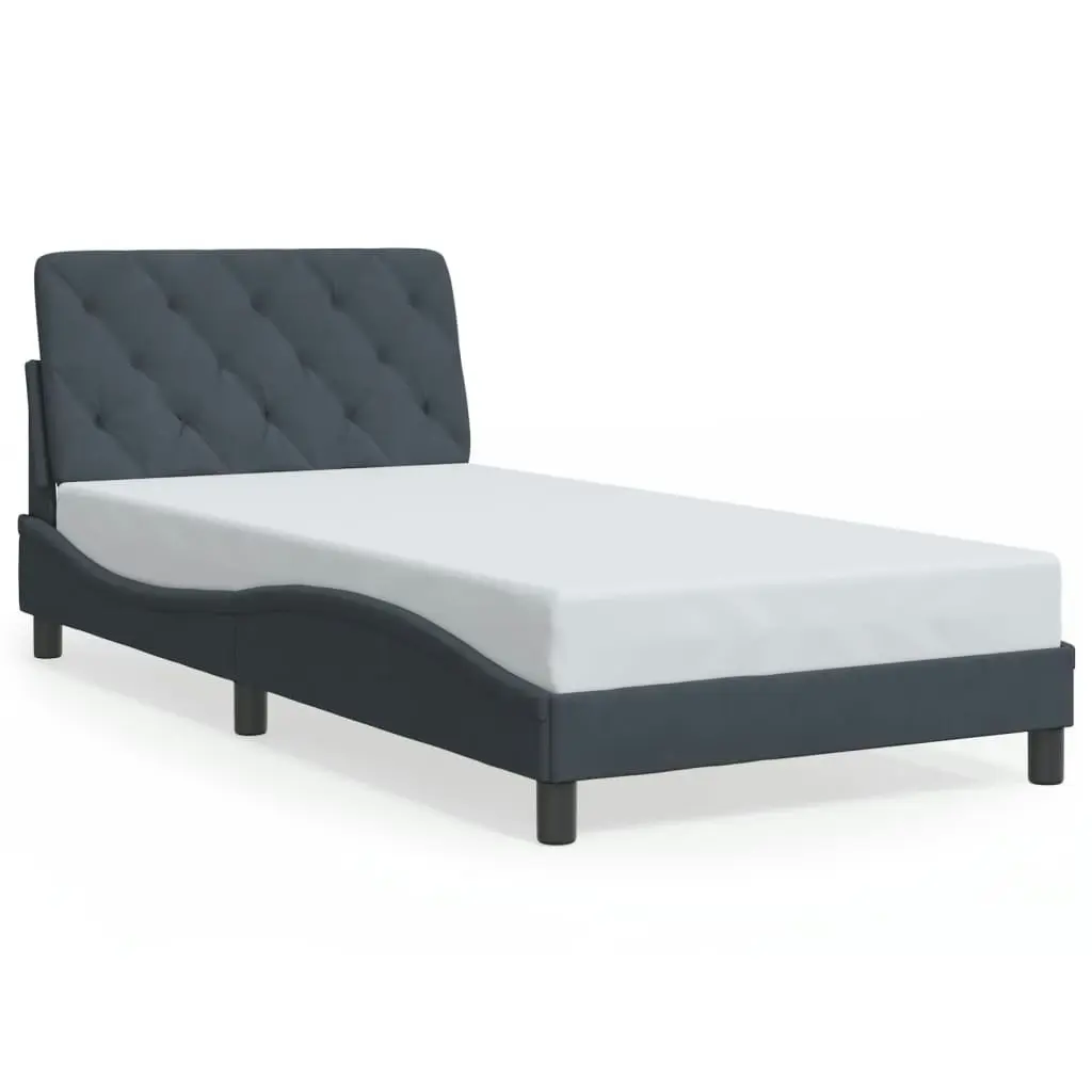 Bed Frame with Headboard Dark Grey 106x203 cm King Single Size Velvet 3208248