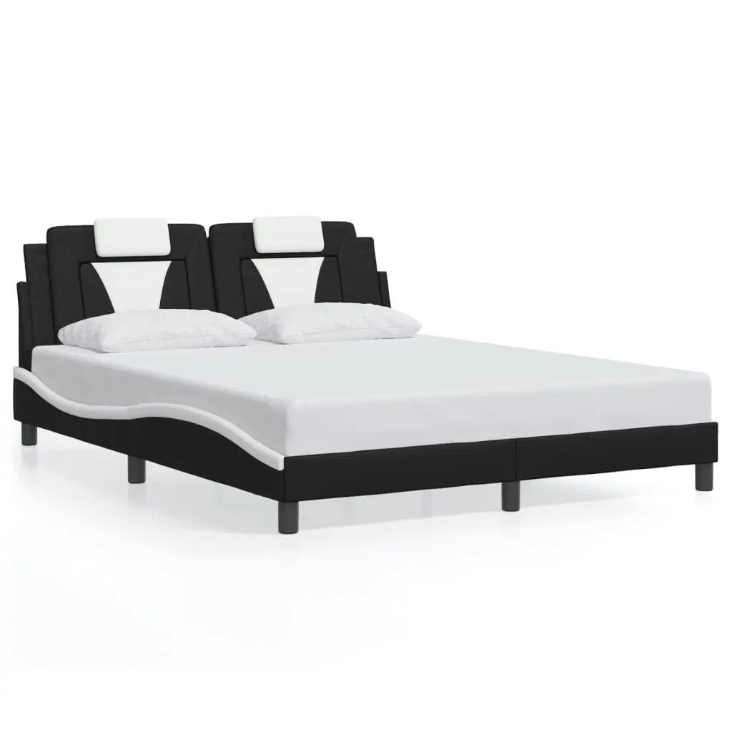 Bed Frame with Headboard Black and White 152x203 cm Faux Leather 3208271