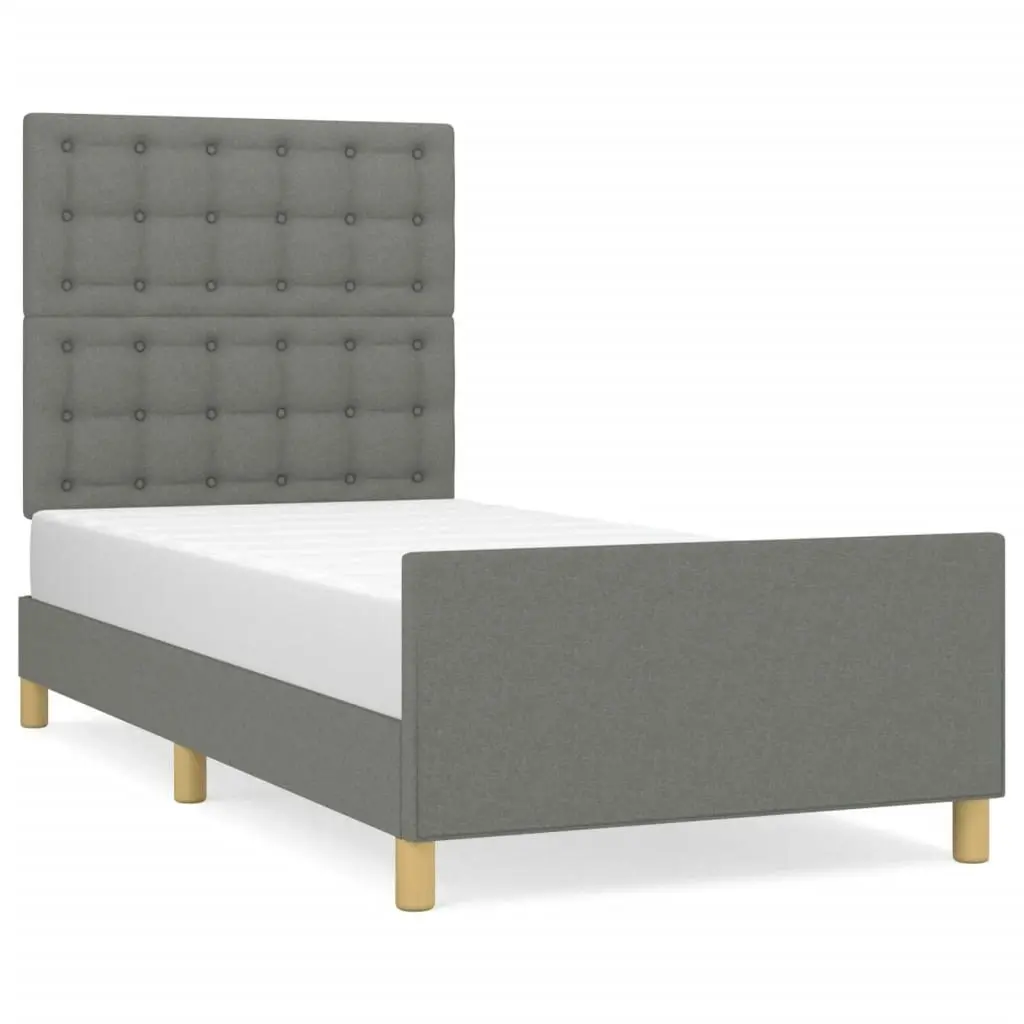 Bed Frame with Headboard Dark Grey 106x203 cm King Single Size Fabric 3283113