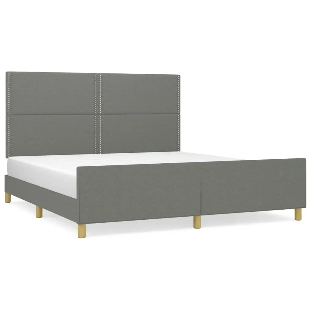 Bed Frame with Headboard Dark Grey 153x203 cm Queen Size Fabric 3283089