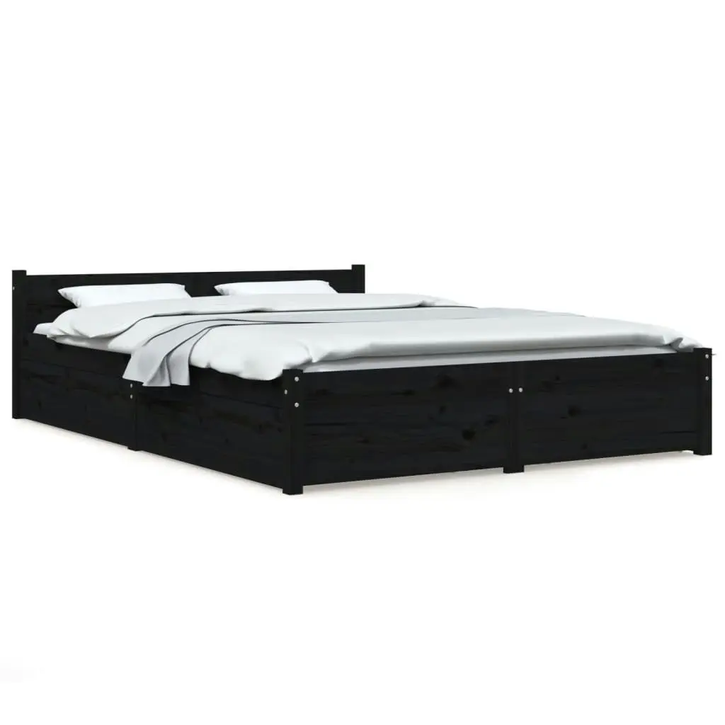 Bed Frame without Mattress with Drawers Black 150x200 cm 3103568