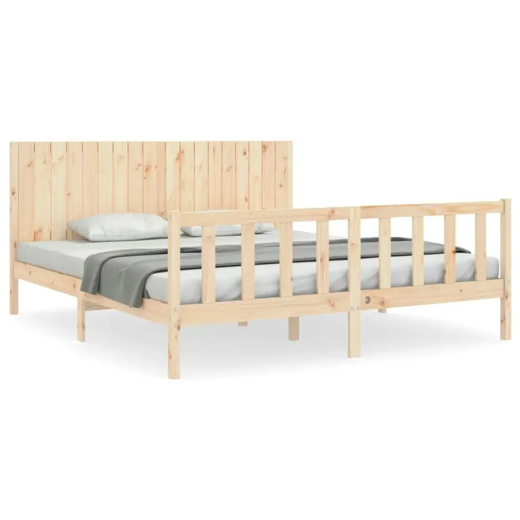 Bed Frame without Mattress 183x203 cm King Solid Wood Pine 3192961