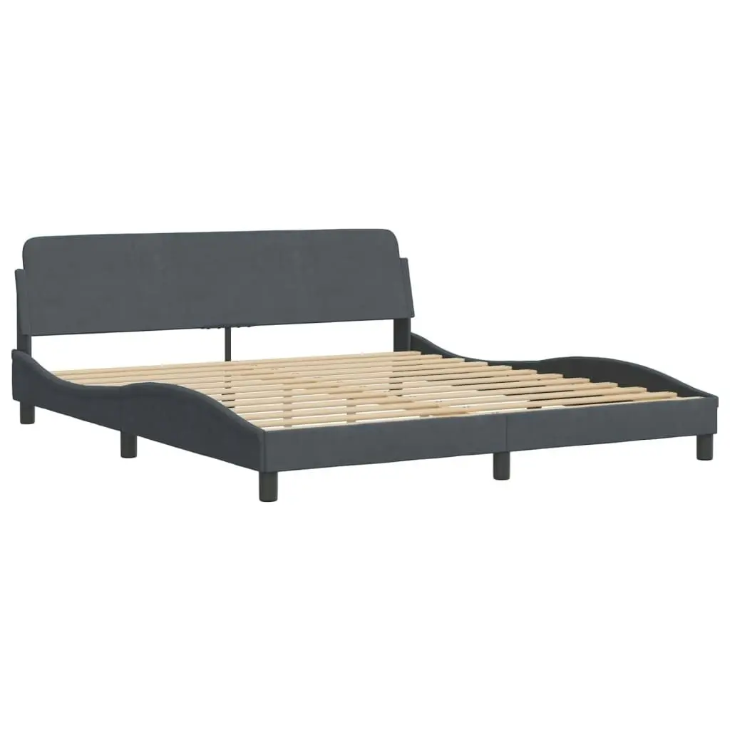 Bed Frame with Headboard Dark Grey 183x203 cm King Size Velvet 373233