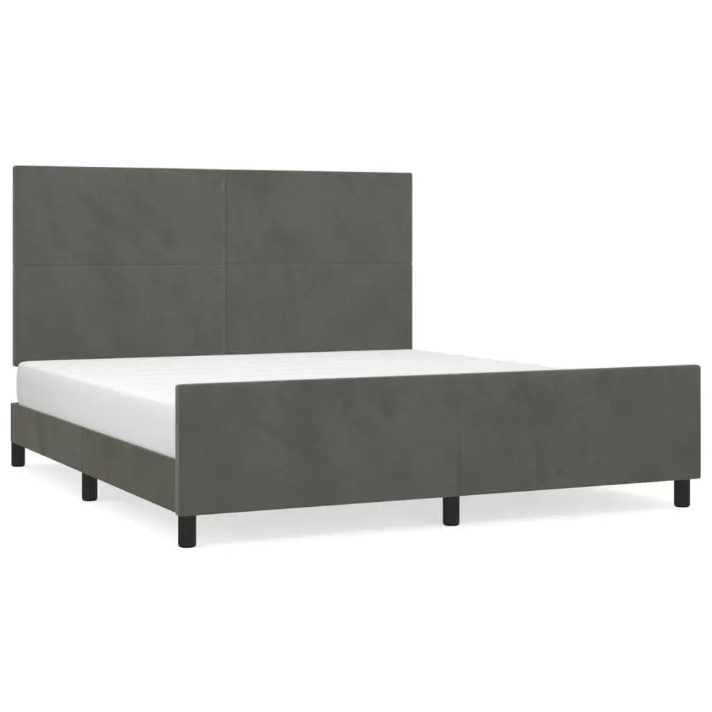 Bed Frame without Mattress Dark Grey 152x203 cm Queen Velvet 3283138