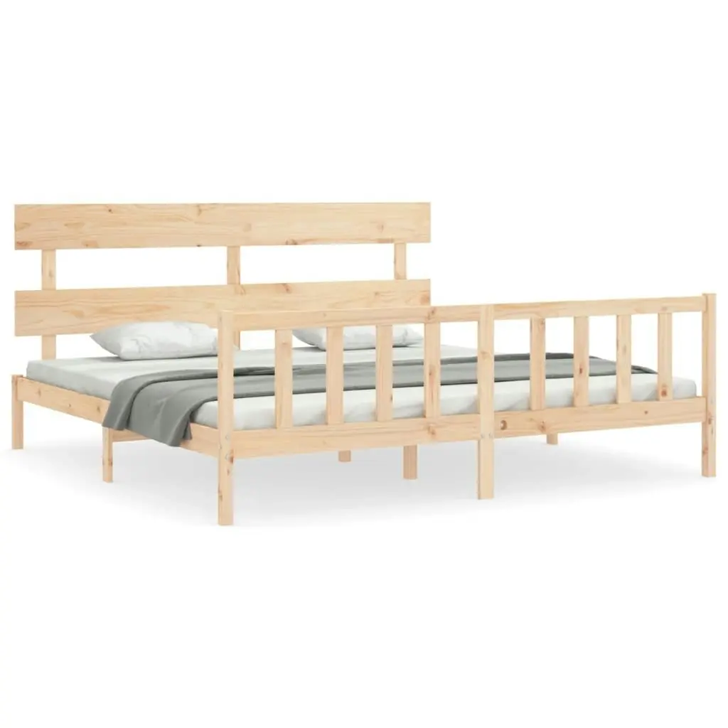 Bed Frame without Mattress 183x203 cm King Solid Wood Pine 3193286