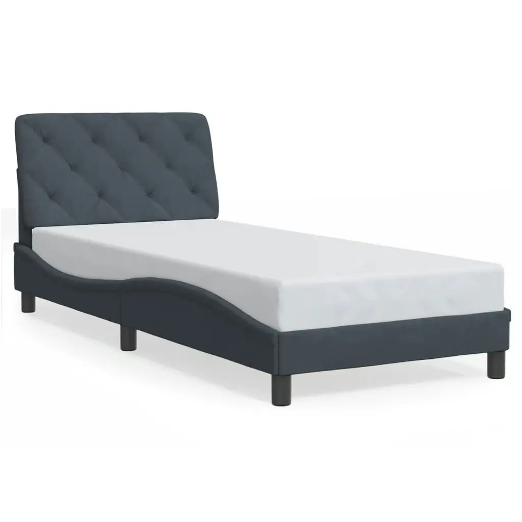 Bed Frame with Headboard Dark Grey 90x190 cm Velvet 3207894