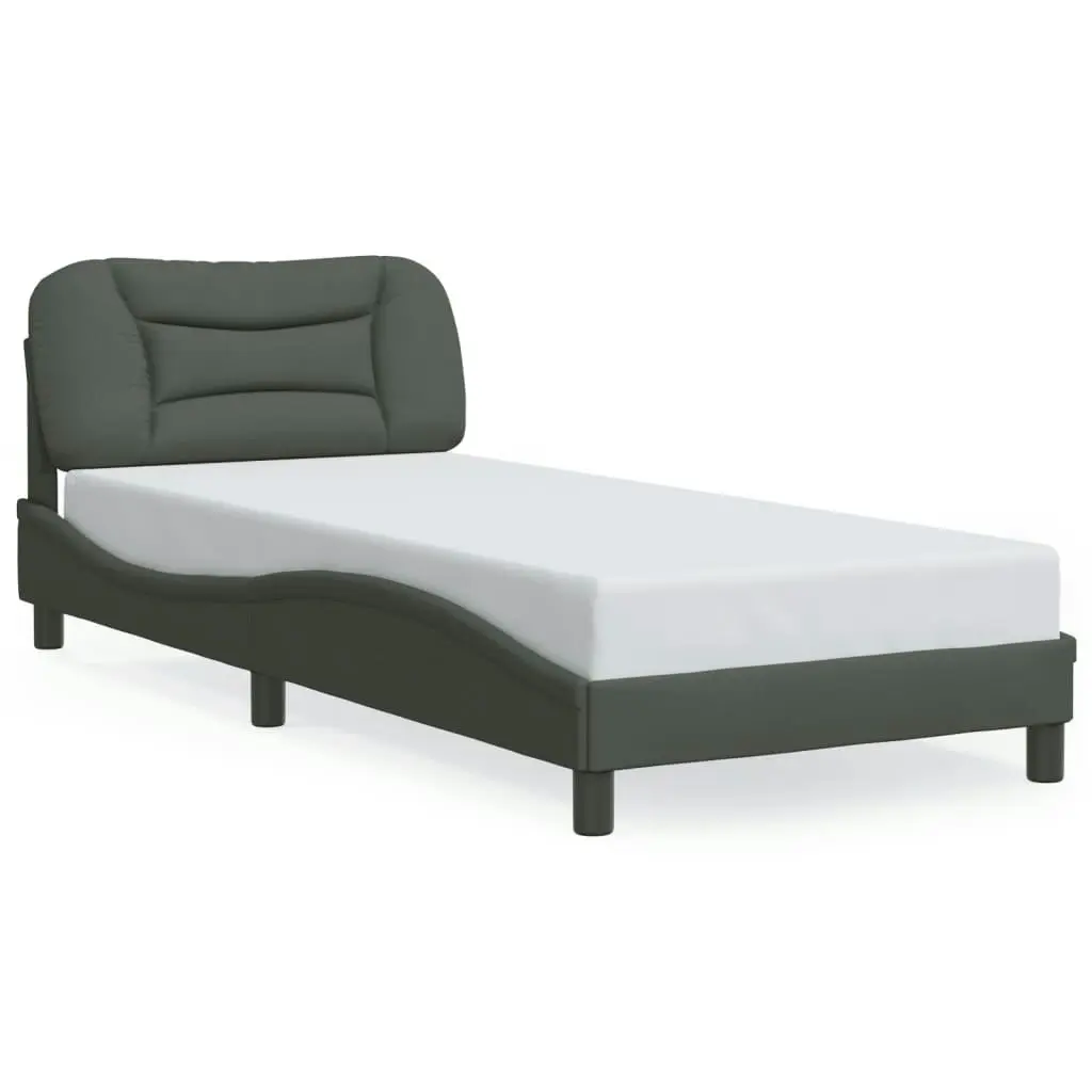 Bed Frame with Headboard Dark Grey 90x190 cm Fabric 3207738