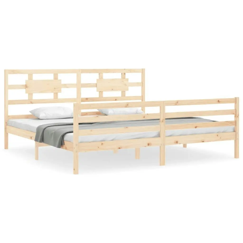 Bed Frame with Headboard 183x203 cm King Solid Wood 3194456