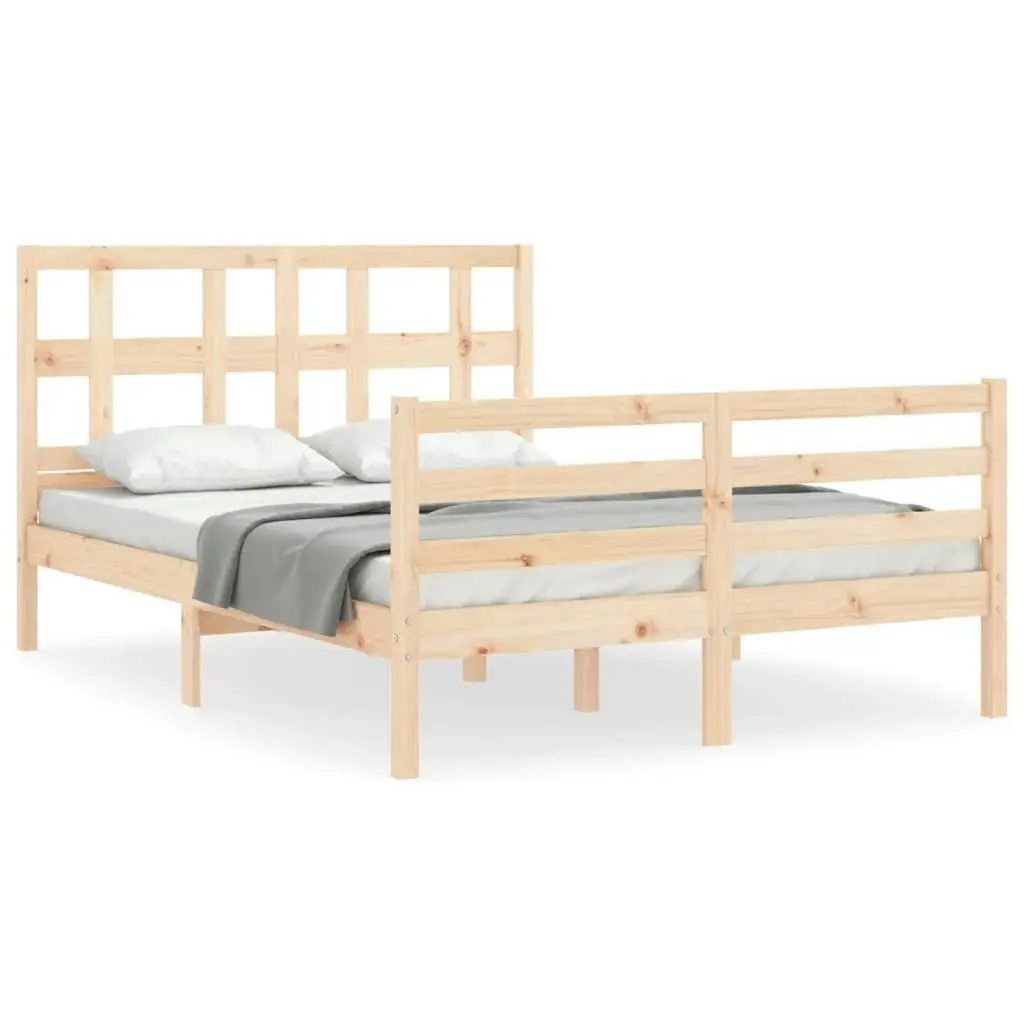 Bed Frame with Headboard 137x187 cm Double Solid Wood 3194806