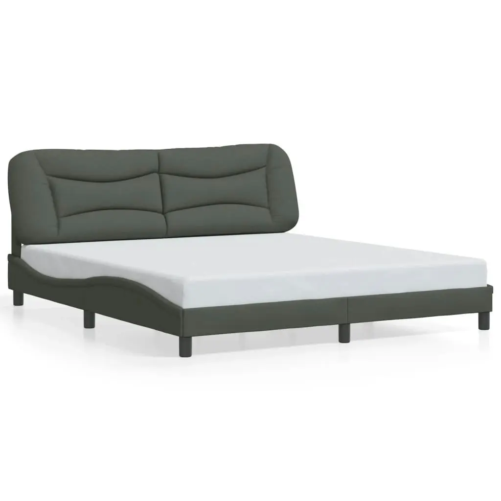 Bed Frame with Headboard Dark Grey 183x203 cm King Size Fabric 3207787