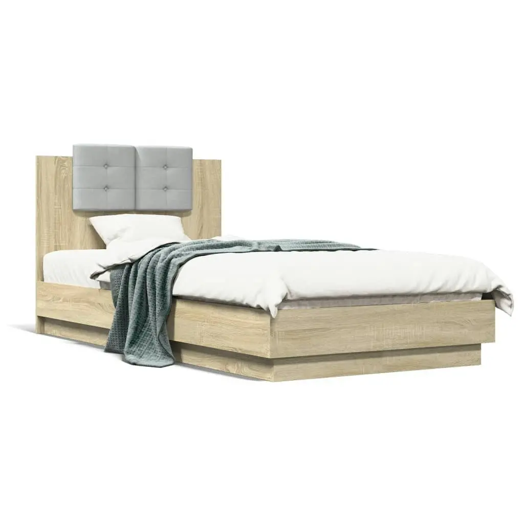 Bed Frame with Headboard Sonoma Oak 90x190 cm Engineered Wood 3209970