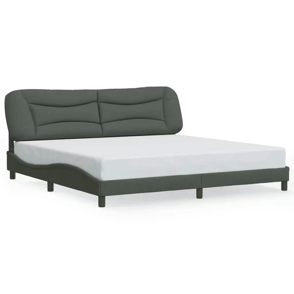 Bed Frame with Headboard Dark Grey 183x203 cm King Size Fabric 3208238