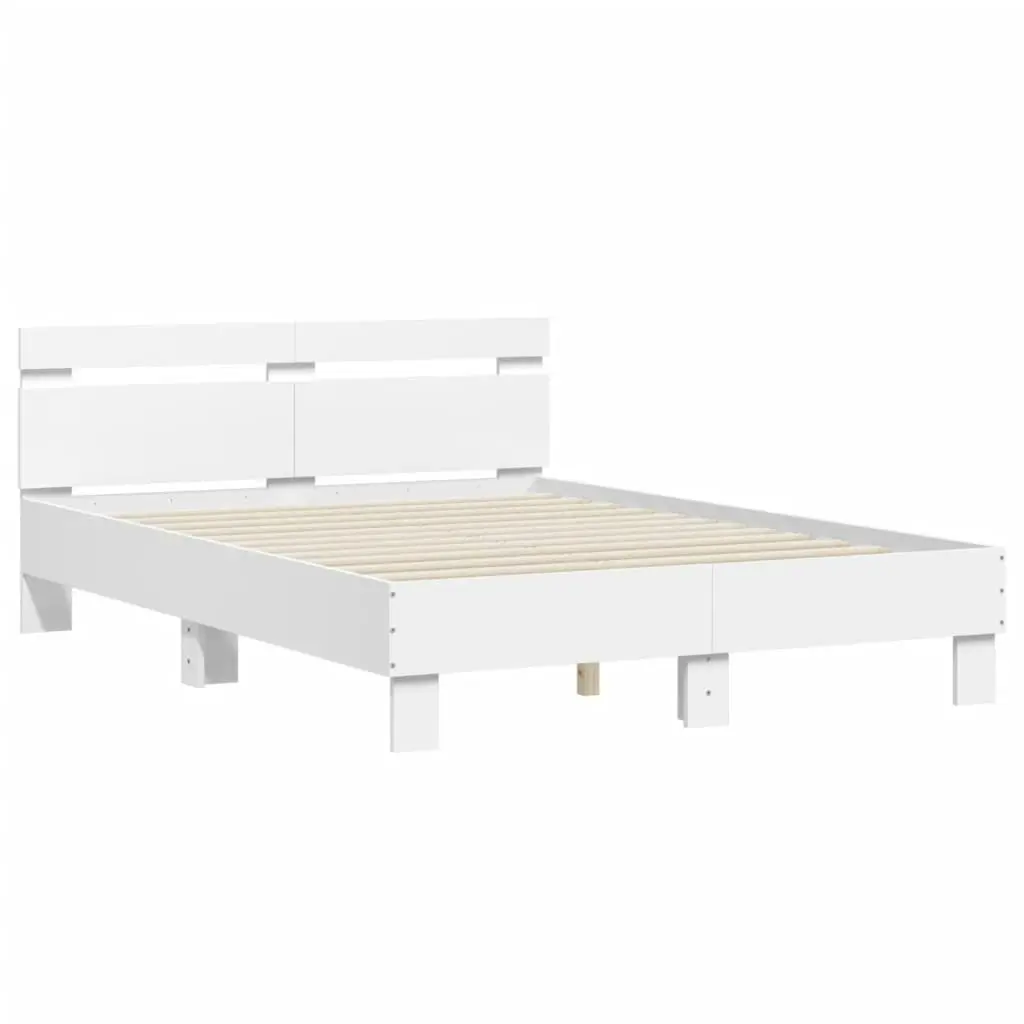 Bed Frame with Headboard White 135x190 cm Engineered Wood 3207441