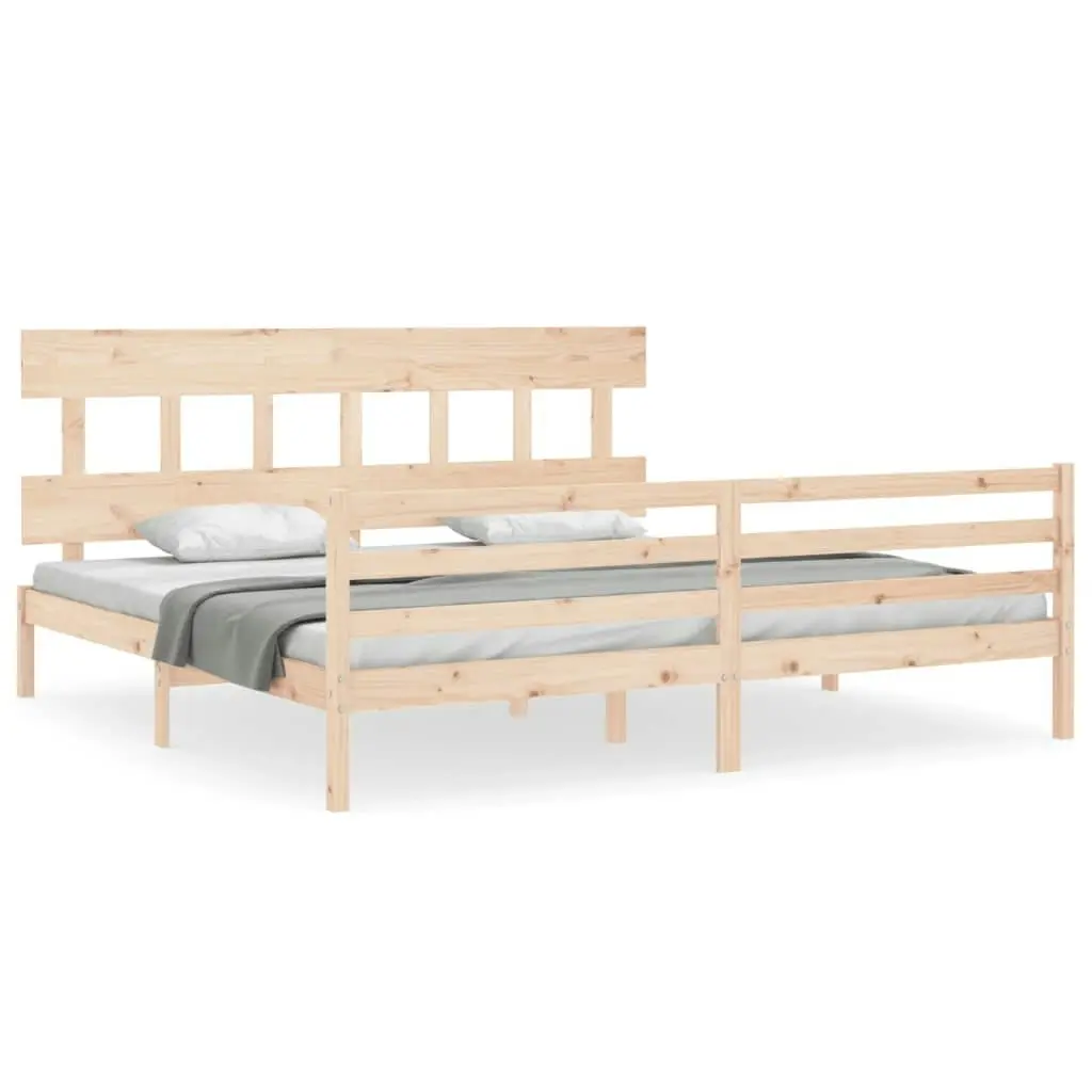 Bed Frame with Headboard 183x203 cm King Solid Wood 3195171