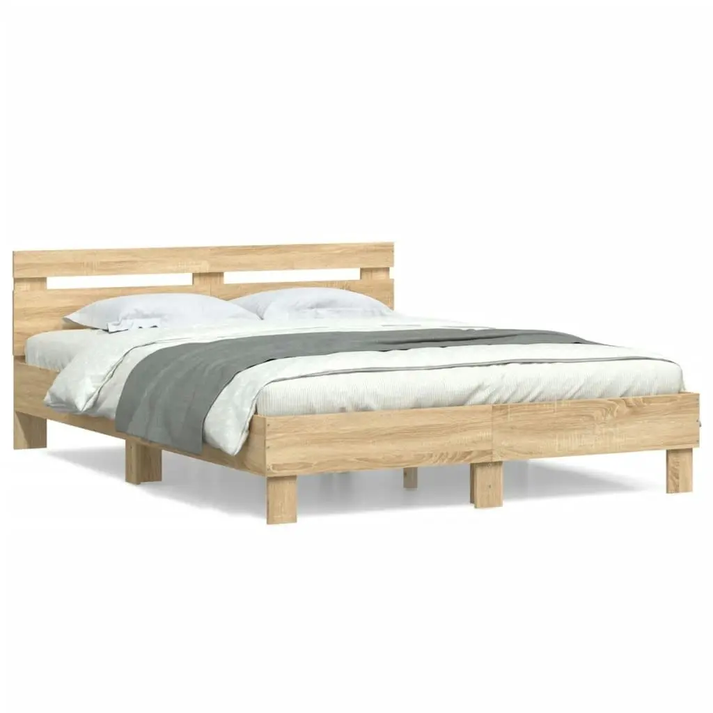 Bed Frame with Headboard Sonoma Oak 150x200 cm Engineered Wood 3207415