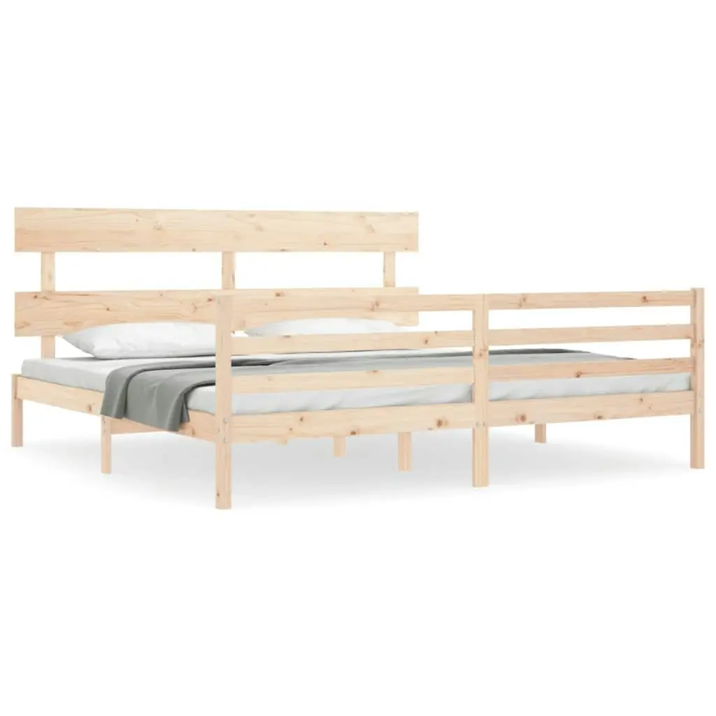 Bed Frame with Headboard 183x203 cm King Solid Wood 3195106