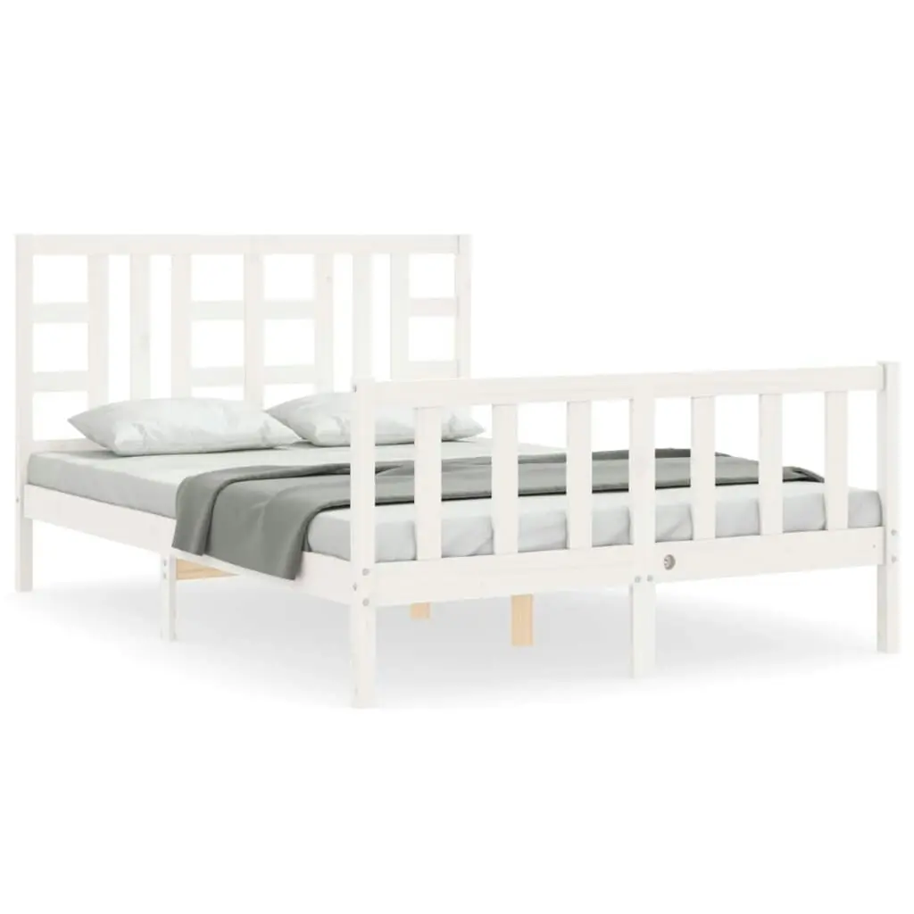 Bed Frame without Mattress White 135x190 cm Solid Wood Pine 3191947