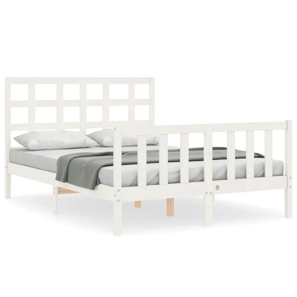 Bed Frame without Mattress White 135x190 cm Solid Wood Pine 3192077