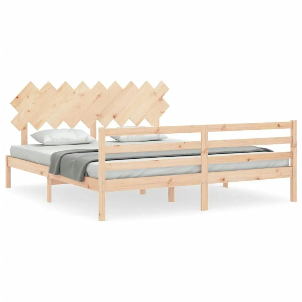 Bed Frame with Headboard 183x203 cm King Solid Wood 3195301