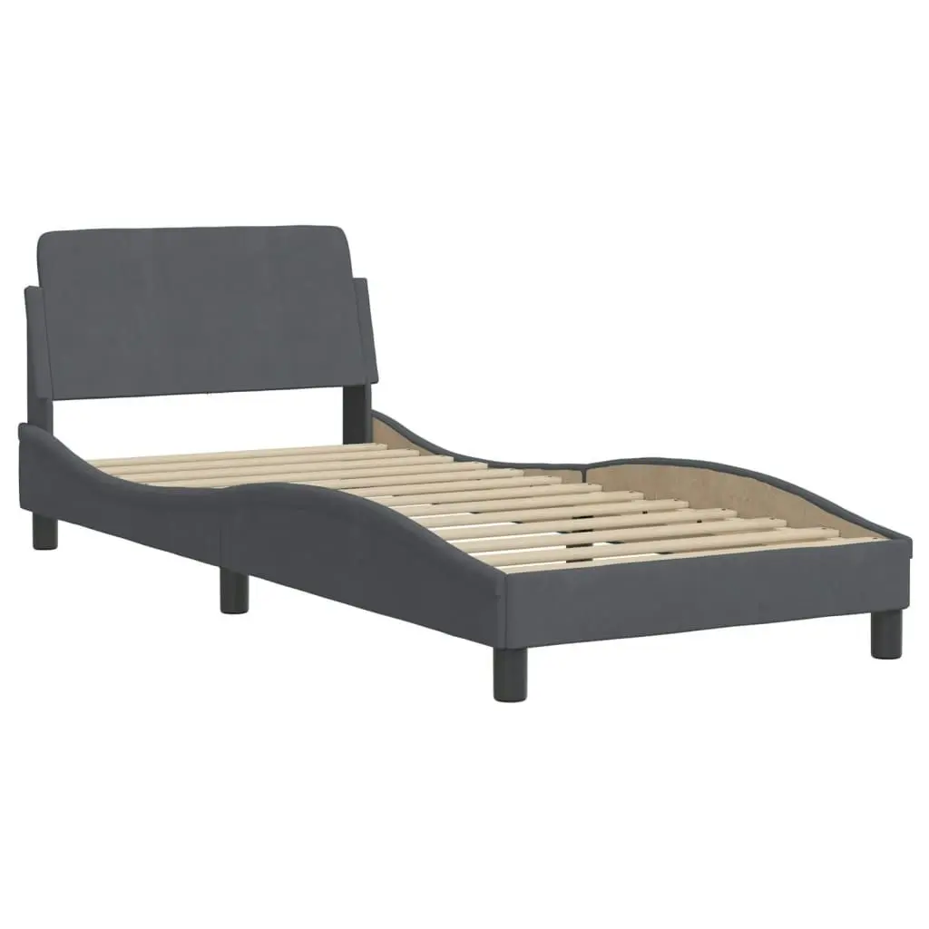 Bed Frame without Mattress Dark Grey 90x190 cm Velvet 3207658