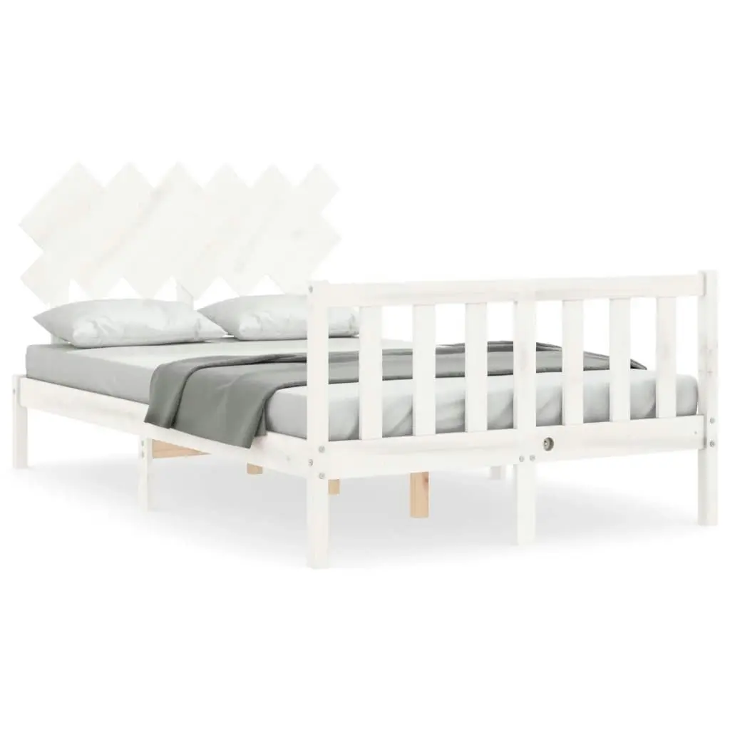 Bed Frame without Mattress White 135x190 cm Solid Wood Pine 3193442