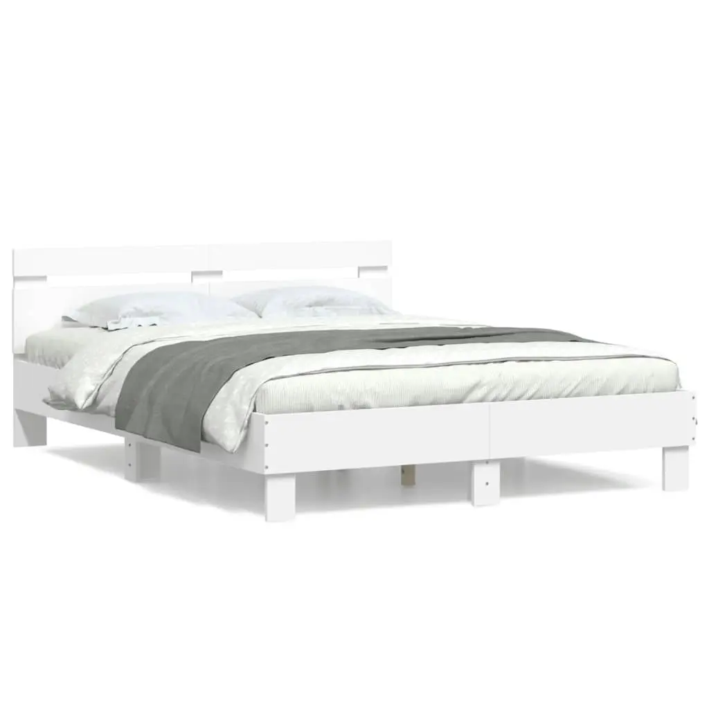 Bed Frame with Headboard White 150x200 cm Engineered Wood 3207413