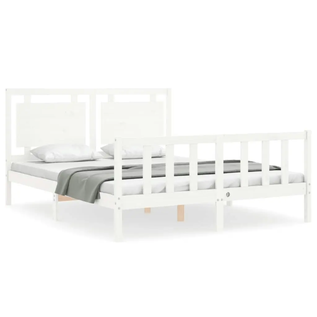 Bed Frame without Mattress White 150x200 cm Solid Wood Pine 3192172