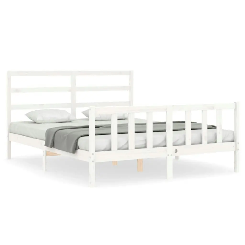 Bed Frame without Mattress White 150x200 cm Solid Wood Pine 3191912