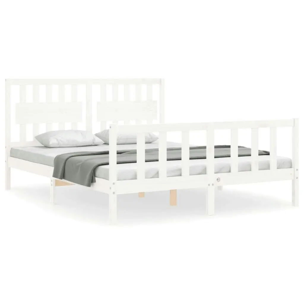 Bed Frame without Mattress White 150x200 cm Solid Wood Pine 3192432