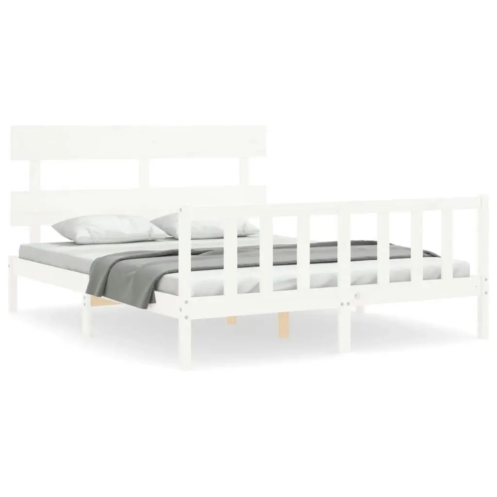 Bed Frame without Mattress White 150x200 cm Solid Wood Pine 3193277