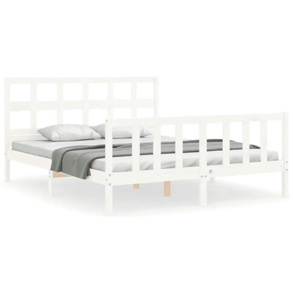 Bed Frame without Mattress White 150x200 cm Solid Wood Pine 3193017