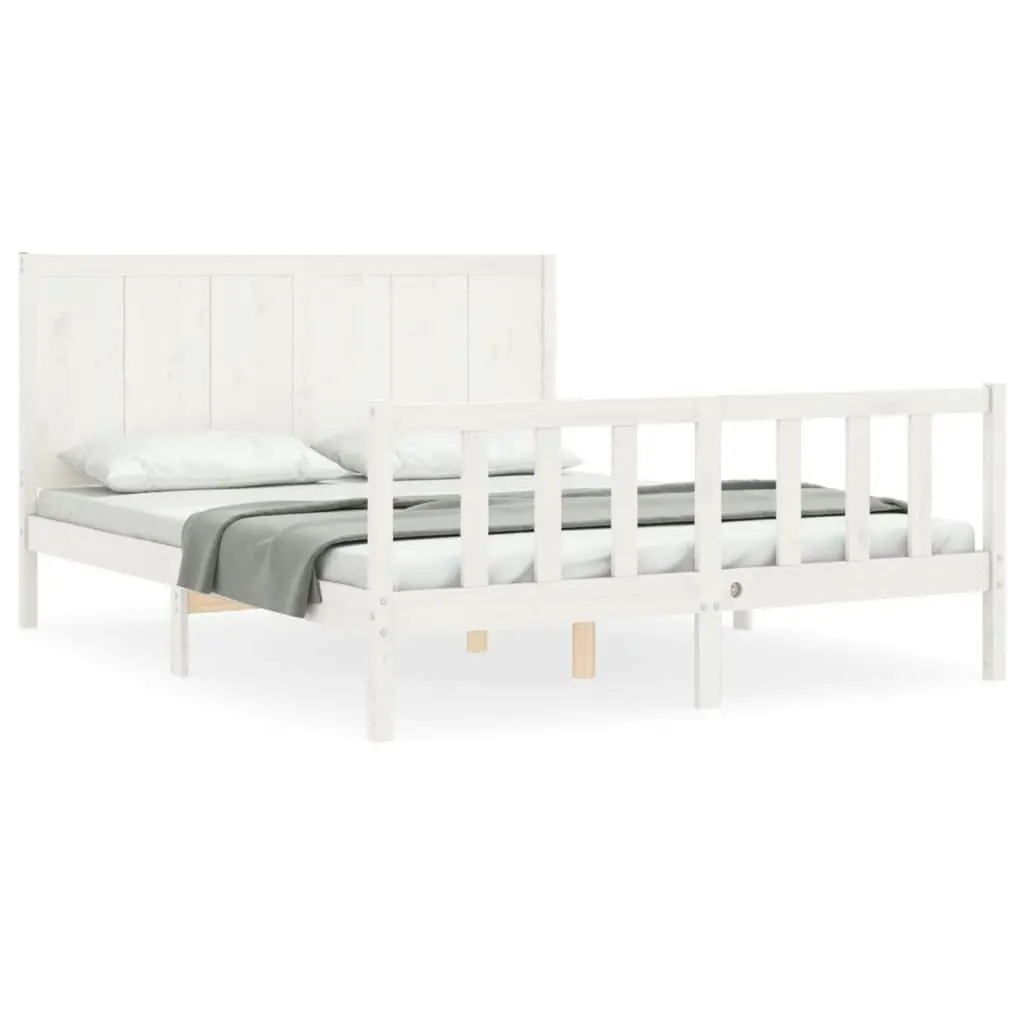 Bed Frame without Mattress White 150x200 cm Solid Wood Pine 3192627