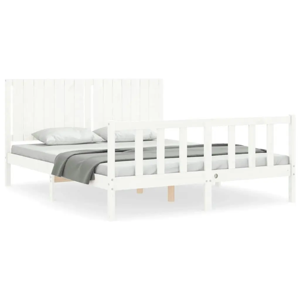 Bed Frame without Mattress White 150x200 cm Solid Wood Pine 3192952