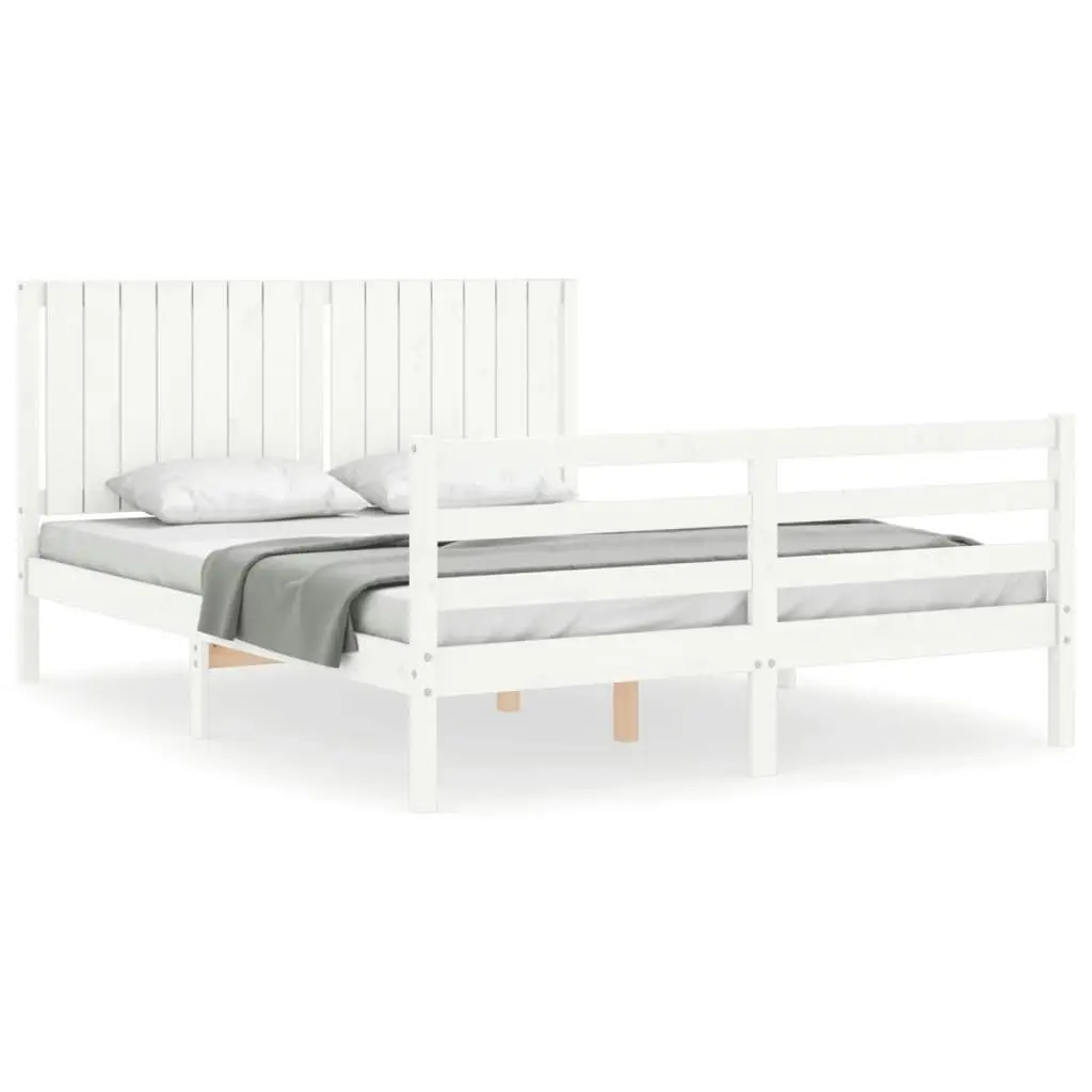 Bed Frame without Mattress White 150x200 cm Solid Wood 3194772