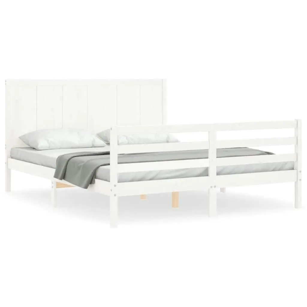 Bed Frame without Mattress White 150x200 cm Solid Wood 3194512