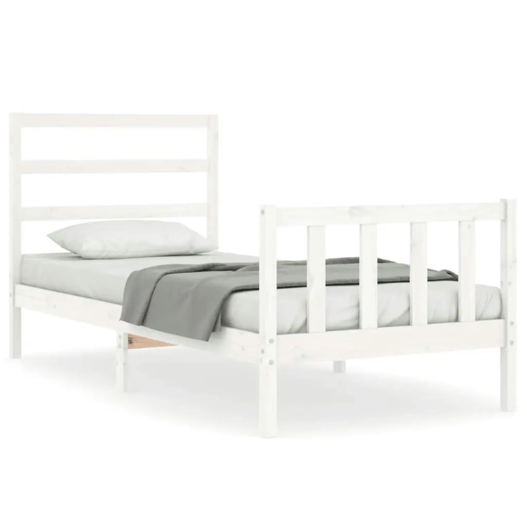 Bed Frame without Mattress White 90x190 cm Solid Wood Pine 3191872