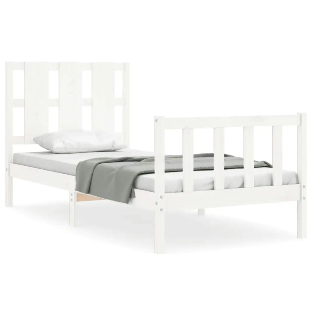 Bed Frame without Mattress White 90x190 cm Solid Wood Pine 3192197