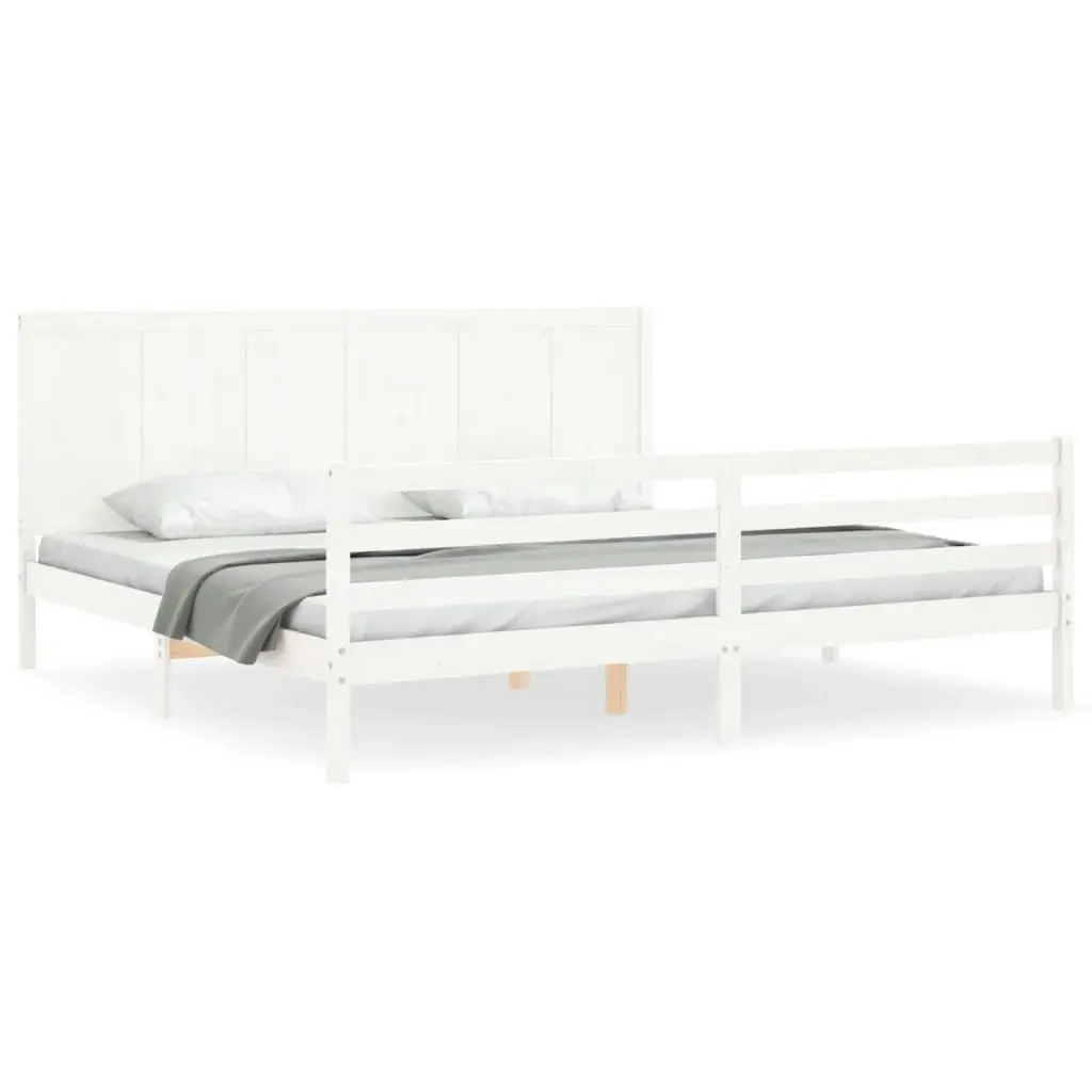 Bed Frame without Mattress White 183x203 cm King Solid Wood 3194522