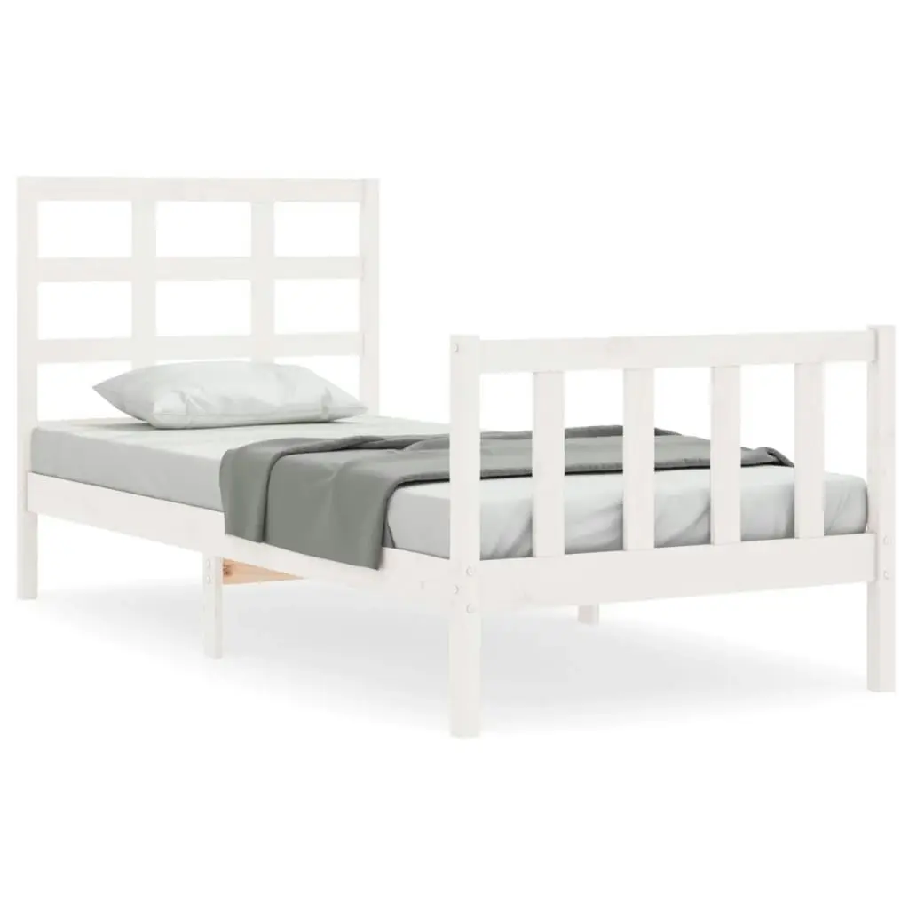 Bed Frame without Mattress White 90x190 cm Solid Wood Pine 3192067