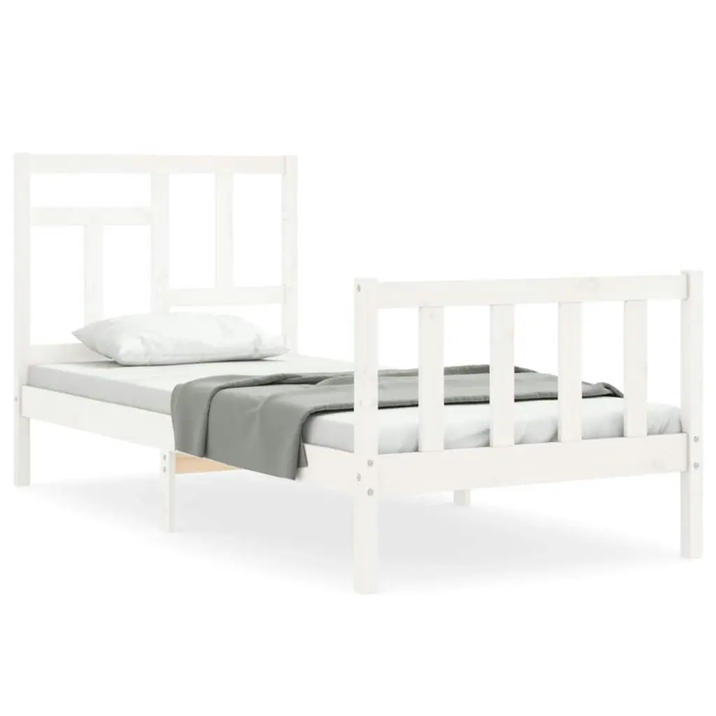 Bed Frame without Mattress White 90x190 cm Solid Wood Pine 3193107