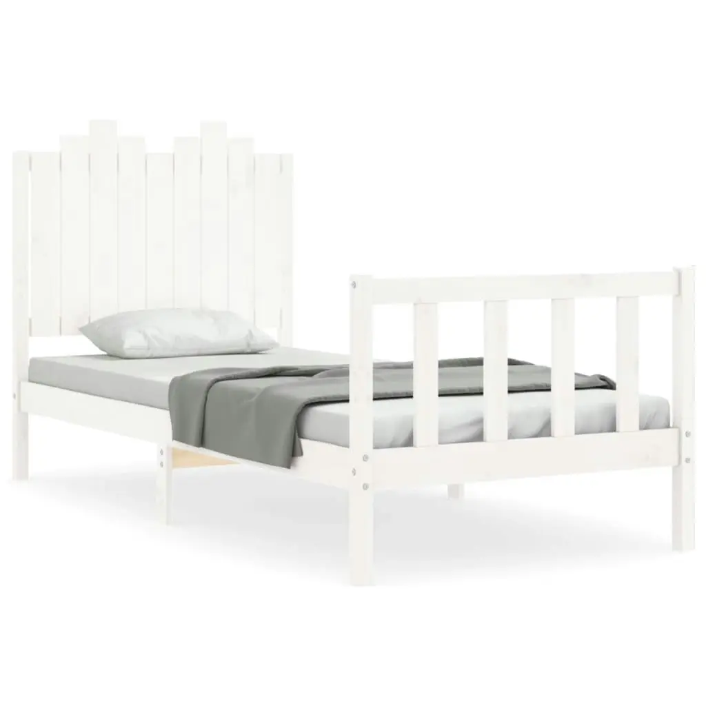 Bed Frame without Mattress White 90x190 cm Solid Wood Pine 3192262