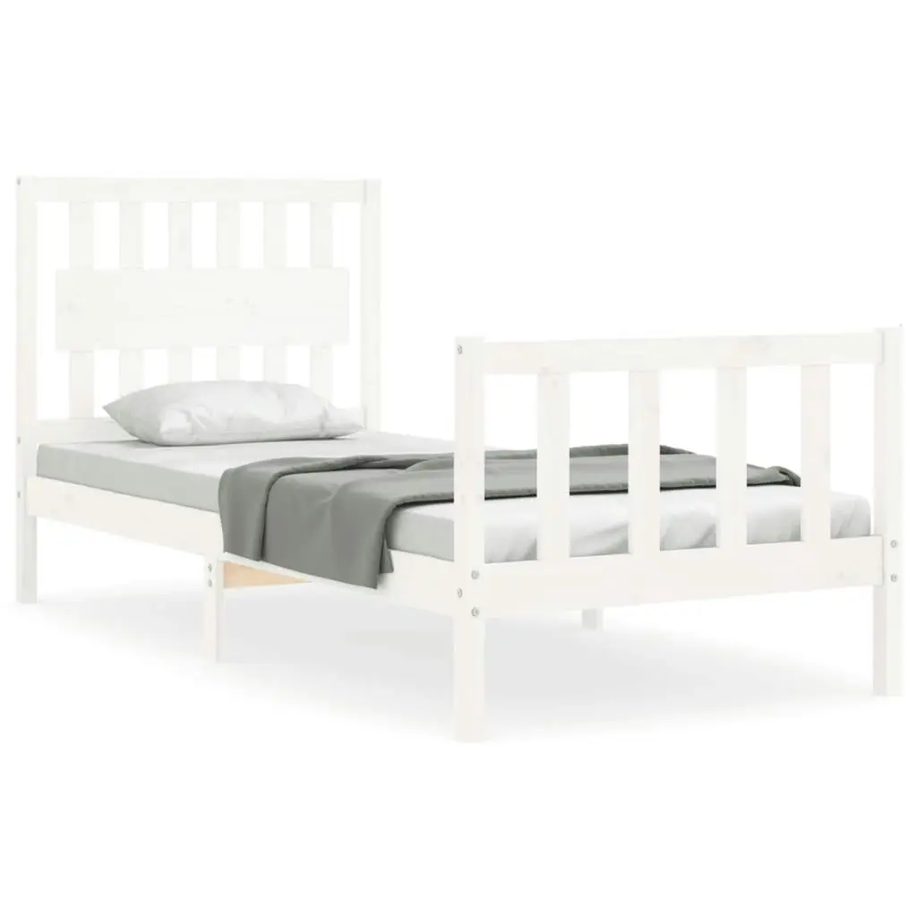 Bed Frame without Mattress White 90x190 cm Solid Wood Pine 3192392