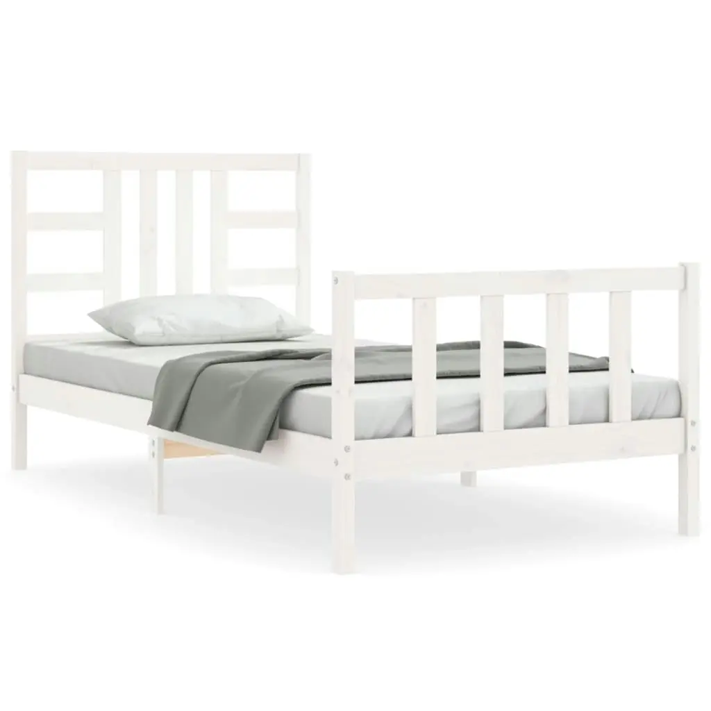 Bed Frame without Mattress White 90x190 cm Solid Wood Pine 3191937