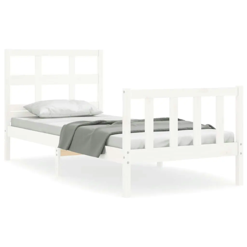 Bed Frame without Mattress White 90x190 cm Solid Wood Pine 3192977