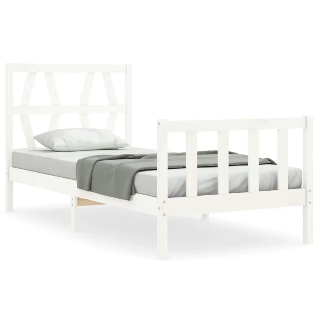 Bed Frame without Mattress White 90x190 cm Solid Wood Pine 3192457