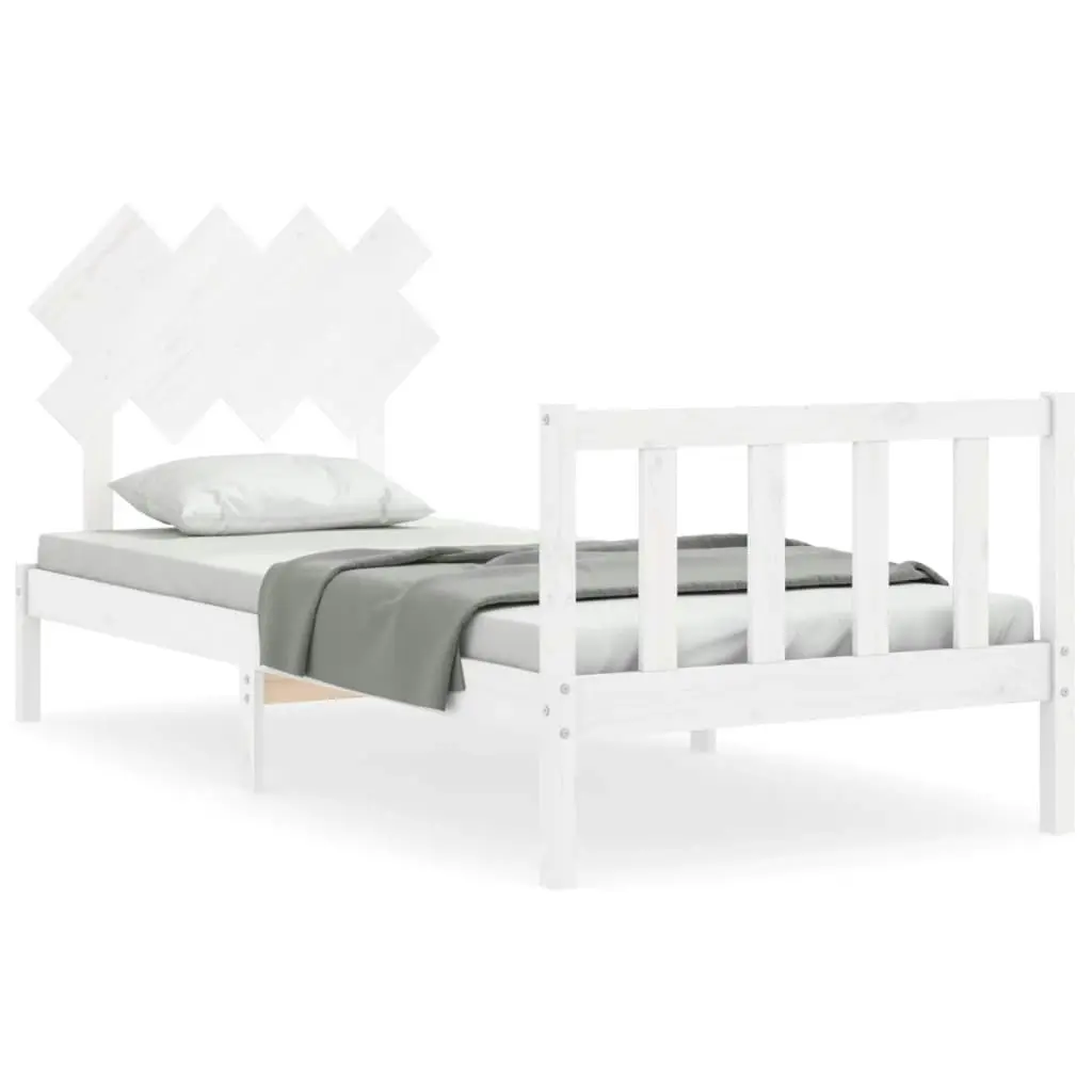 Bed Frame without Mattress White 90x190 cm Solid Wood Pine 3193432