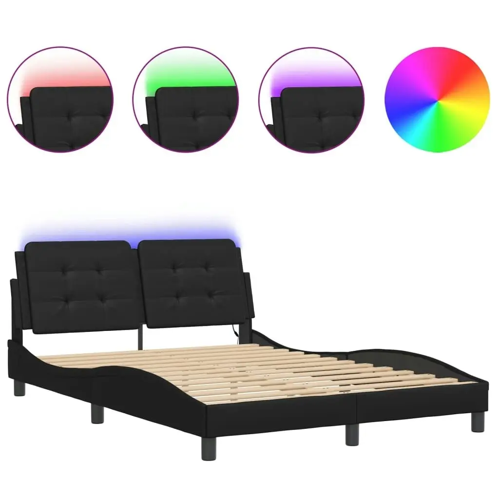 Bed Frame with LED without Mattress Black 137x187 cm Double 3214144