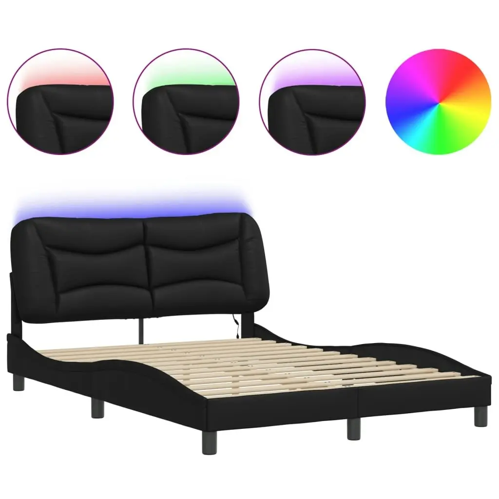 Bed Frame with LED without Mattress Black 137x187 cm Double 3214184